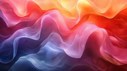 Obraz premium Vibrant abstract waves of color in warm hues, creating a dynamic and fluid visual experience, perfect for backgrounds or artistic projects.