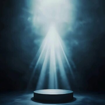 abstract blank spiritual, religious background with smoke, dais and stage; copy space