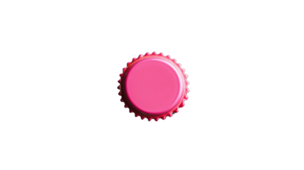 Pink metal bottle cap isolated on transparent background