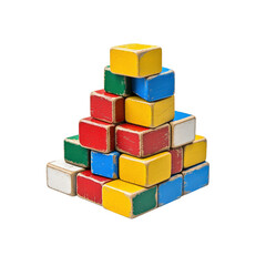 Obraz premium Colorful Vintage Wooden Blocks Stacked in a Pyramid Shape