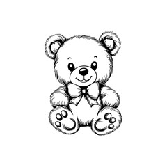 Drawing Cute Teddy Bear isolated on a white background