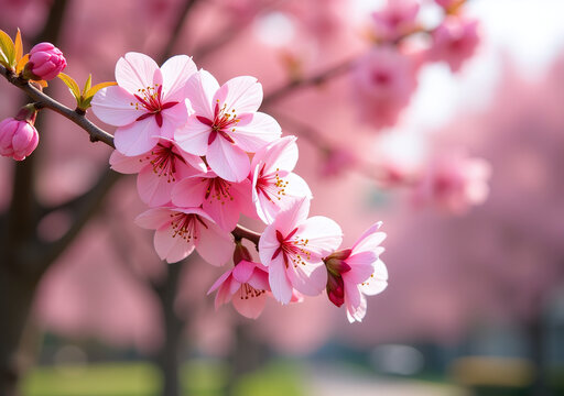 colorful pink blossoms trees symbolize springtime joy love mothers easter celebrations