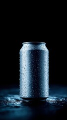 Cold Beverage Can with Water Droplets mockup
