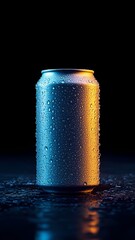 Cold Beverage Can with Water Droplets mockup
