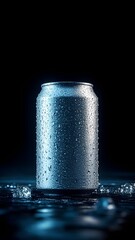 Cold Beverage Can with Water Droplets mockup