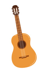 Obraz premium Colorful acoustic guitar resting on a simple background with warm tones and soft lines
