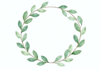 delicate watercolor wreath features eucalyptus leaves slender branches soft green