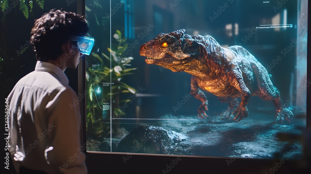 Poster an ar display using lightfield technology to project realistic 3d holographic content into the envir