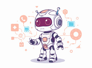 Robotic AI Technology Concept Art in Vector Graphic