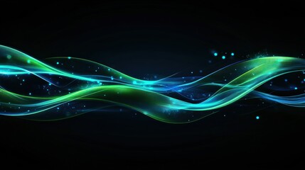 Abstract glowing waves, dark background, energy, design