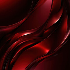 Obraz premium Sleek and Glossy Red Metallic Waves Abstract Background