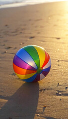 Obraz premium A glittering beach ball with shimmering multicolored sparkles reflecting the sunlight.