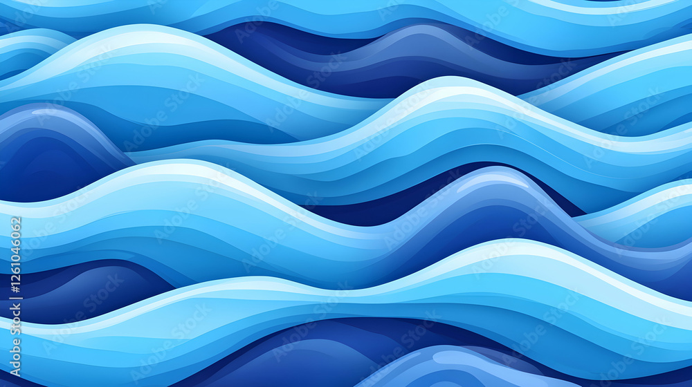 Poster wavy abstract backdrop of blue ocean ridges with dynamic light for desktop backgrounds
