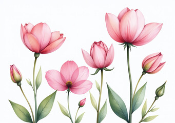 Naklejka premium flowers soft pastel shades created delicate watercolor