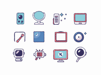 Modern Tech Icons Set in Stylish Vector Illustration