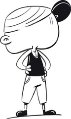 Black Standing Person Silhouette Vector Doodle Art Illustration | Hand-Drawn Human Figure Sketch | Minimalist Outline Design for Graphic, Clipart, and Digital Artwork