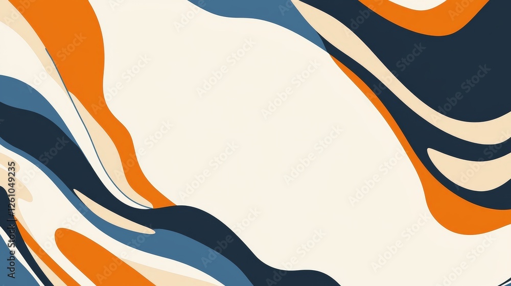 Poster colorful wavy shapes flowing and intertwining across a light background, crafting a dynamic and visu