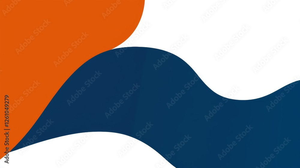 Poster smooth, rounded shapes in vibrant orange and deep blue create a dynamic and modern abstract composit