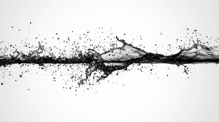 Obraz premium Dynamic Splash of Black Water Creating Abstract Patterns Against a Minimalist White Background