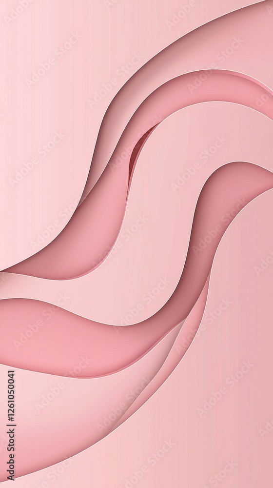 Poster pink layered paper cut background featuring wavy shapes, creating an abstract and modern design perf