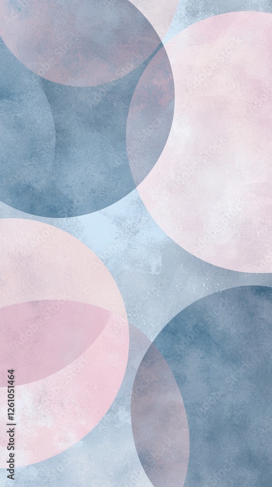 Poster modern abstract background featuring overlapping circles in shades of pink and blue, creating a visu