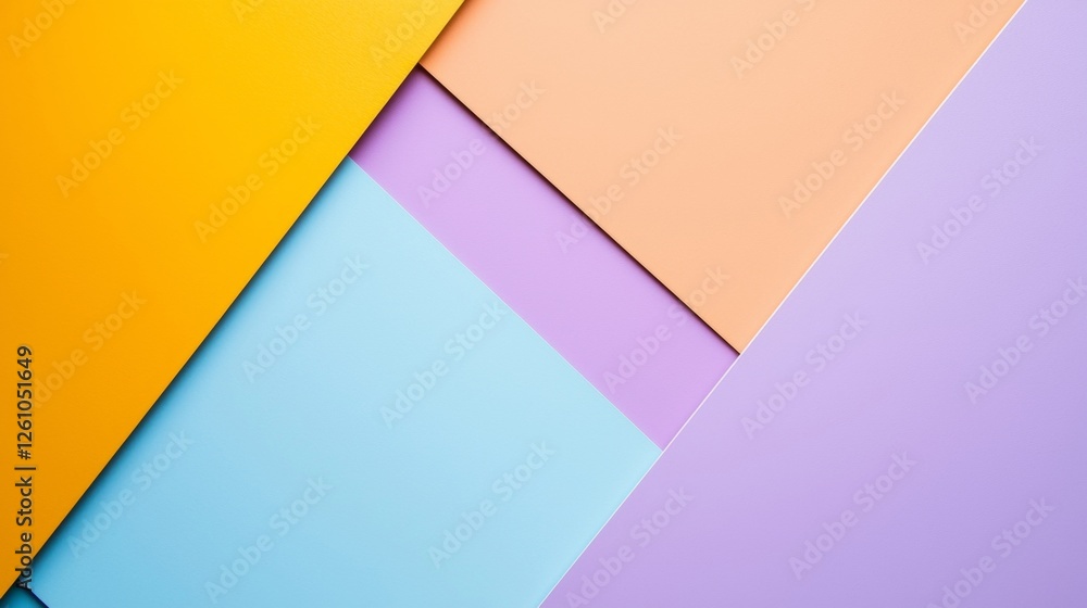 Poster geometric composition creating an abstract background with soft pastel colors, forming a vibrant pat
