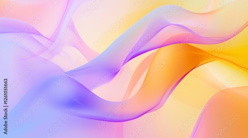 Poster smooth pastel-colored abstract waves are flowing seamlessly, creating a mesmerizing and elegant visu