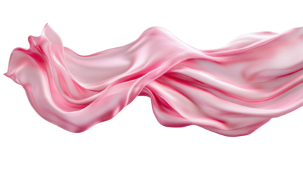 Pink silk fabric flowing on transparent background