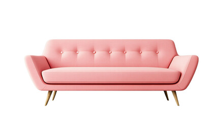 Obraz premium Pink sofa isolated on transparent background representing comfort and style