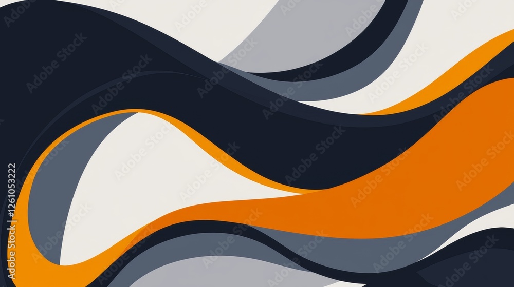 Poster smoothly overlapping orange and blue waves create a dynamic, visually captivating abstract backgroun
