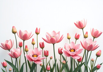 Fototapeta premium isolated realistic flowering plants foreground create striking visual effect soft petals shades pink