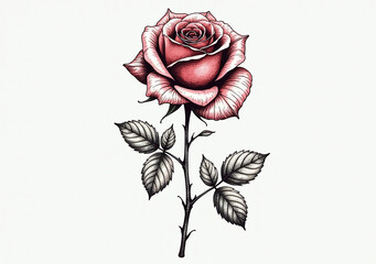 isolated rose illustration made black ink paper vector techniques crisp design