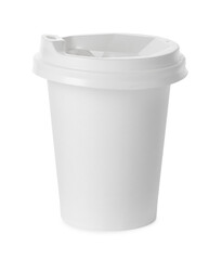 Paper cup with lid on white background. Mockup for design