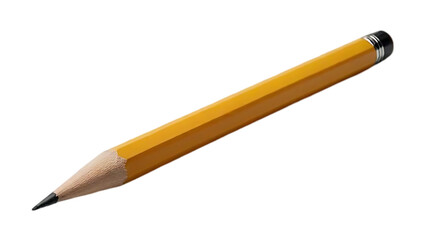 A single yellow pencil isolated on transparent background