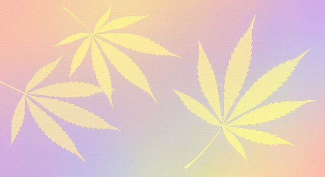 Pastel cannabis leaves on gradient background for tranquil and natural vibes