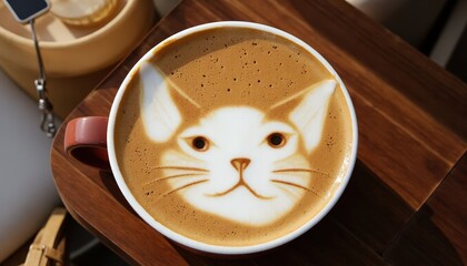 Hyperrealistic Cat Latte Art in a Cozy Café