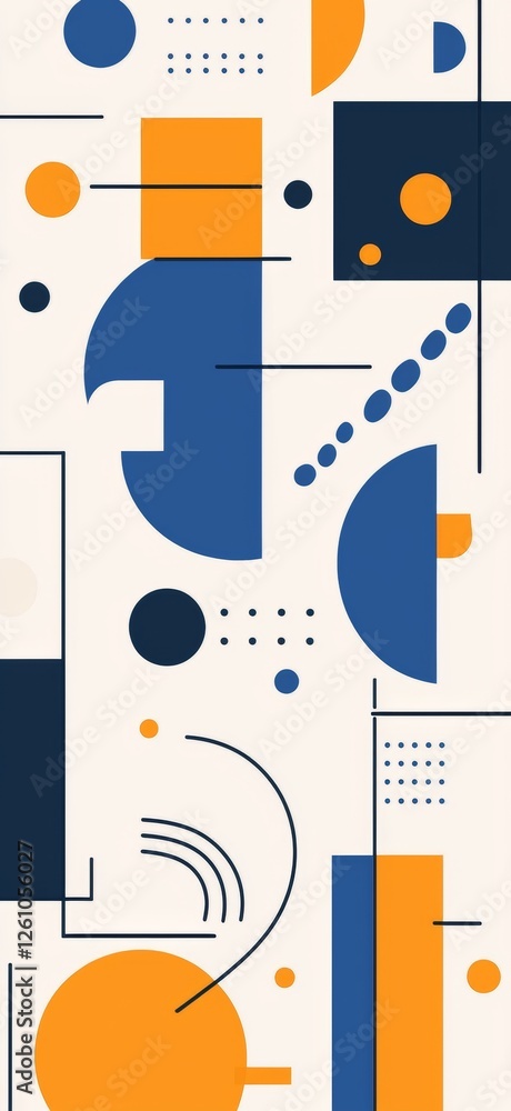 Poster modern abstract geometric background design using simple shapes like circles, squares, rectangles, l