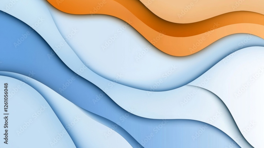 Poster smooth overlapping shapes in shades of blue and orange create a visually appealing abstract backgrou