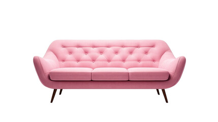 Pink sofa isolated on transparent background representing comfort and style