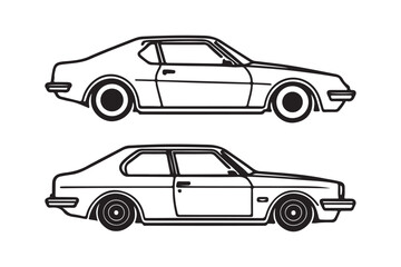 Obraz premium Vintage and Luxury Car Side View Clipart Set