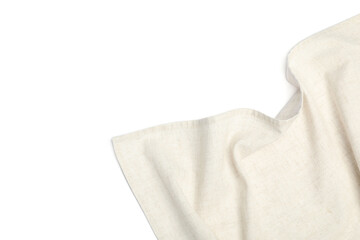 Beige tablecloth isolated on white, top view