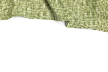 Green tablecloth isolated on white, top view
