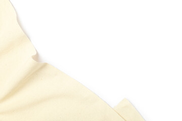 Beige tablecloth isolated on white, top view