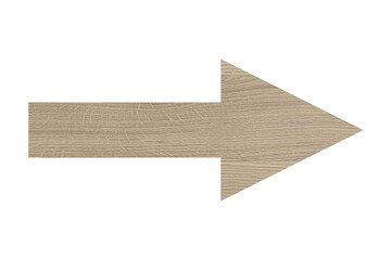 Arrow with wooden texture isolated on white