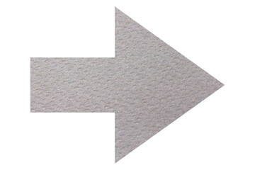 Obraz premium Arrow with texture of light grey paper isolated on white