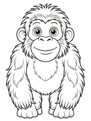 Fototapeta premium Cartoon drawing of a baby monkey with a big smile on its face. Children's. Coloring. Books. Vector. Illustration. Graphics