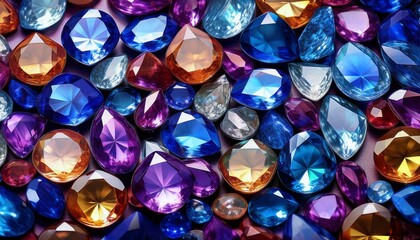 background made of precious stones multi colored sapphires