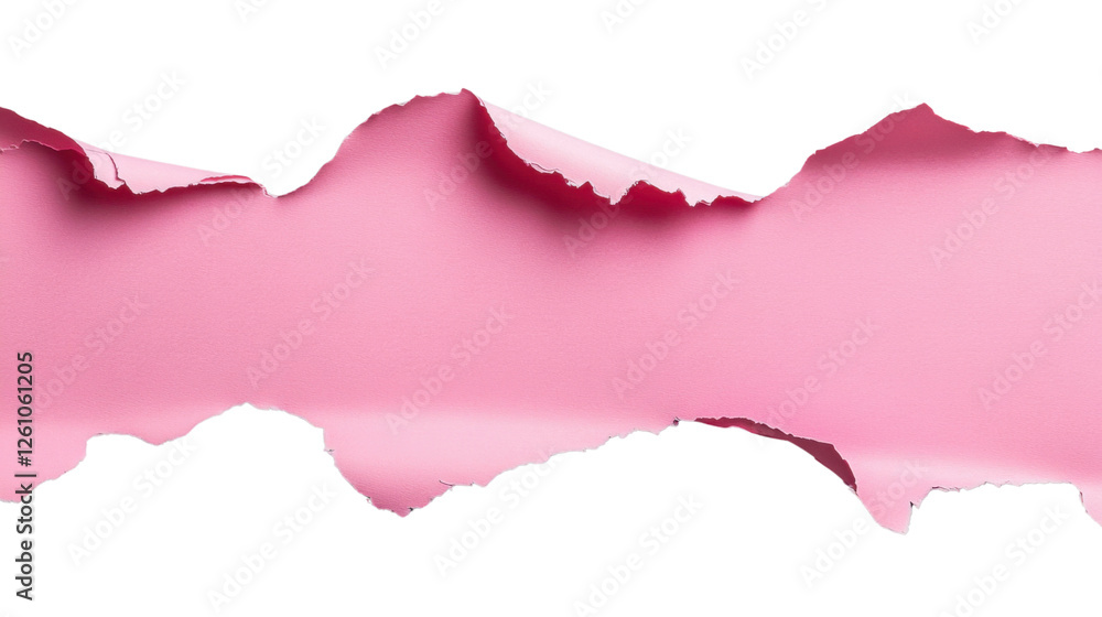 Poster pink torn paper with transparent background creating copy space