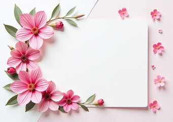 pink flowers thank card floral