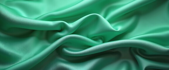 Obraz premium Elegant flowing fabric in vibrant green hues, perfect for fashion design concept